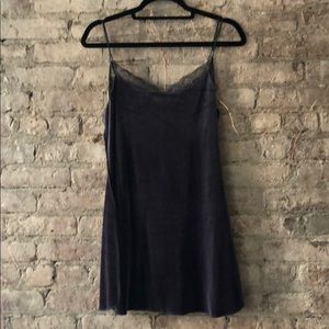 Free people S velvet lace grey slip mini dress